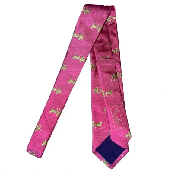 Ben Silver Charleston Silk Woven Lab Motif Tie in Magenta